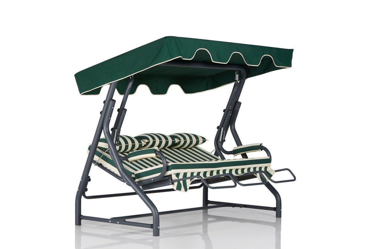 Balansoar de gradina cu 3 locuri Alico, Verde, 200 x 165 x 110 cm