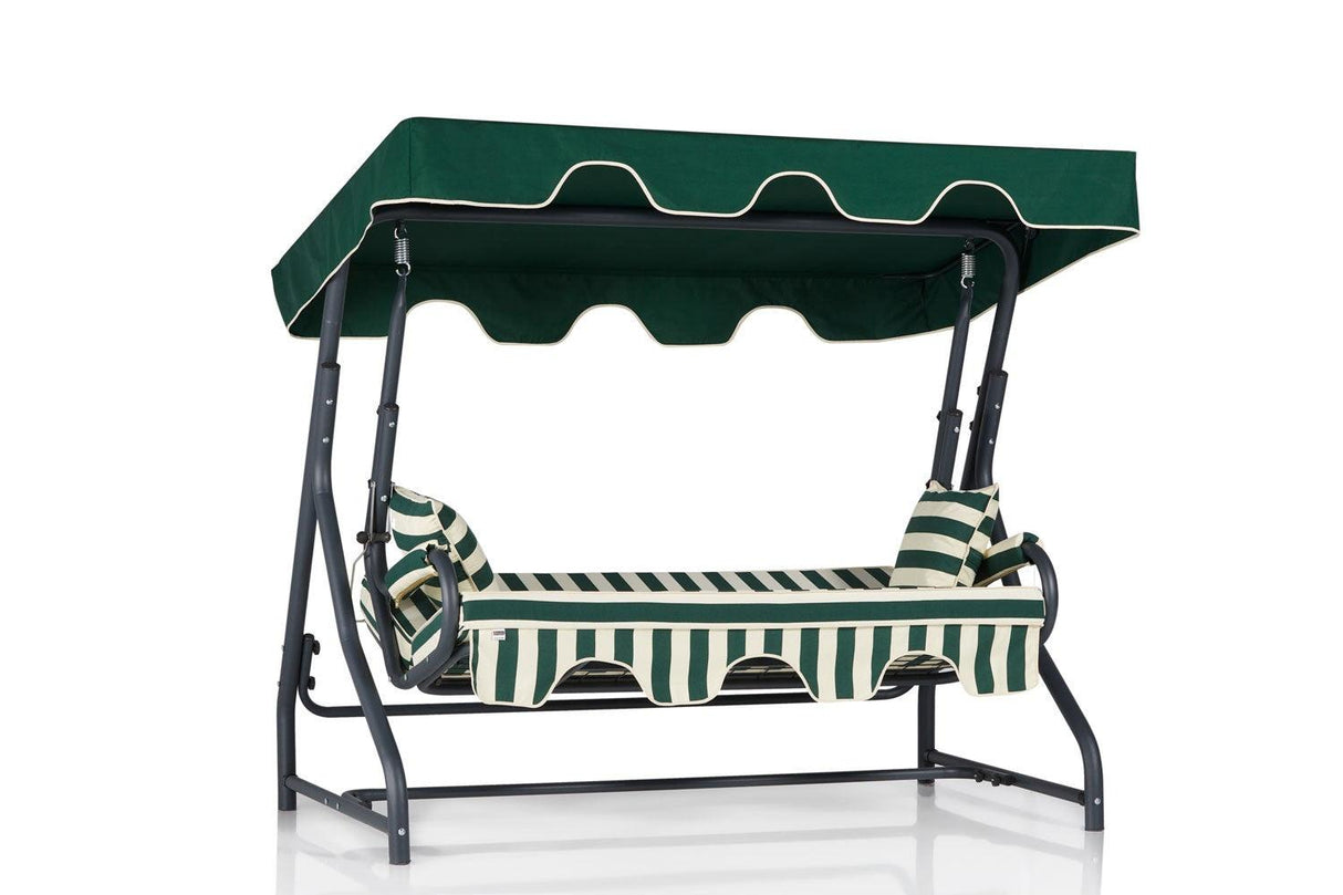 Balansoar de gradina cu 3 locuri Bazin, Verde, 200 x 165 x 110 cm