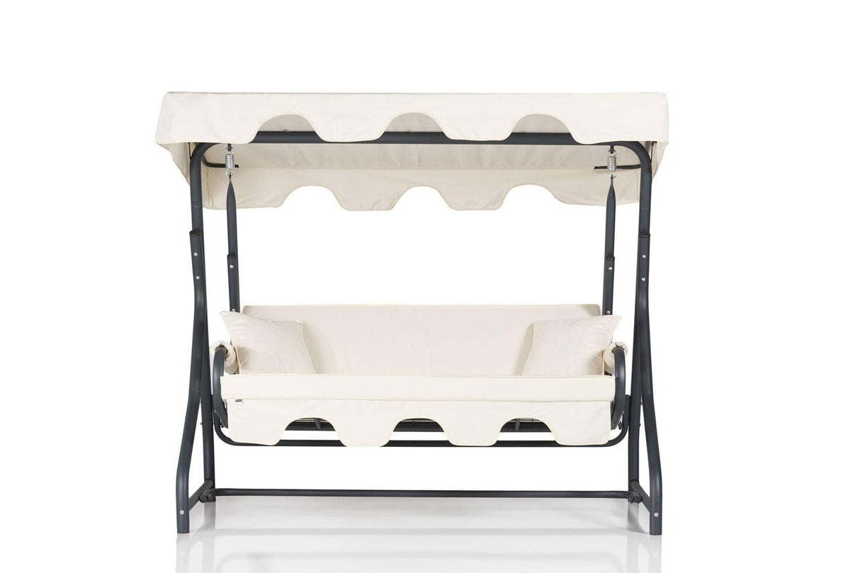 Balansoar de gradina cu 3 locuri Bistrita, Alb, 200 x 165 x 110 cm