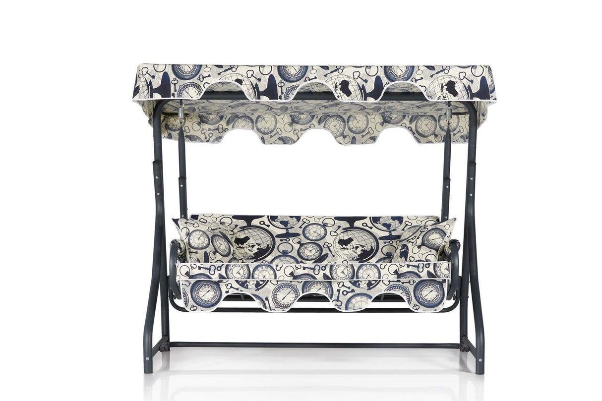 Balansoar de gradina cu 3 locuri Craiova, Negru, 200 x 165 x 110 cm