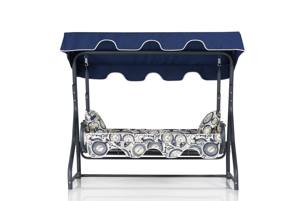 Balansoar de gradina cu 3 locuri Maramures, Albastru, 200 x 165 x 110 cm