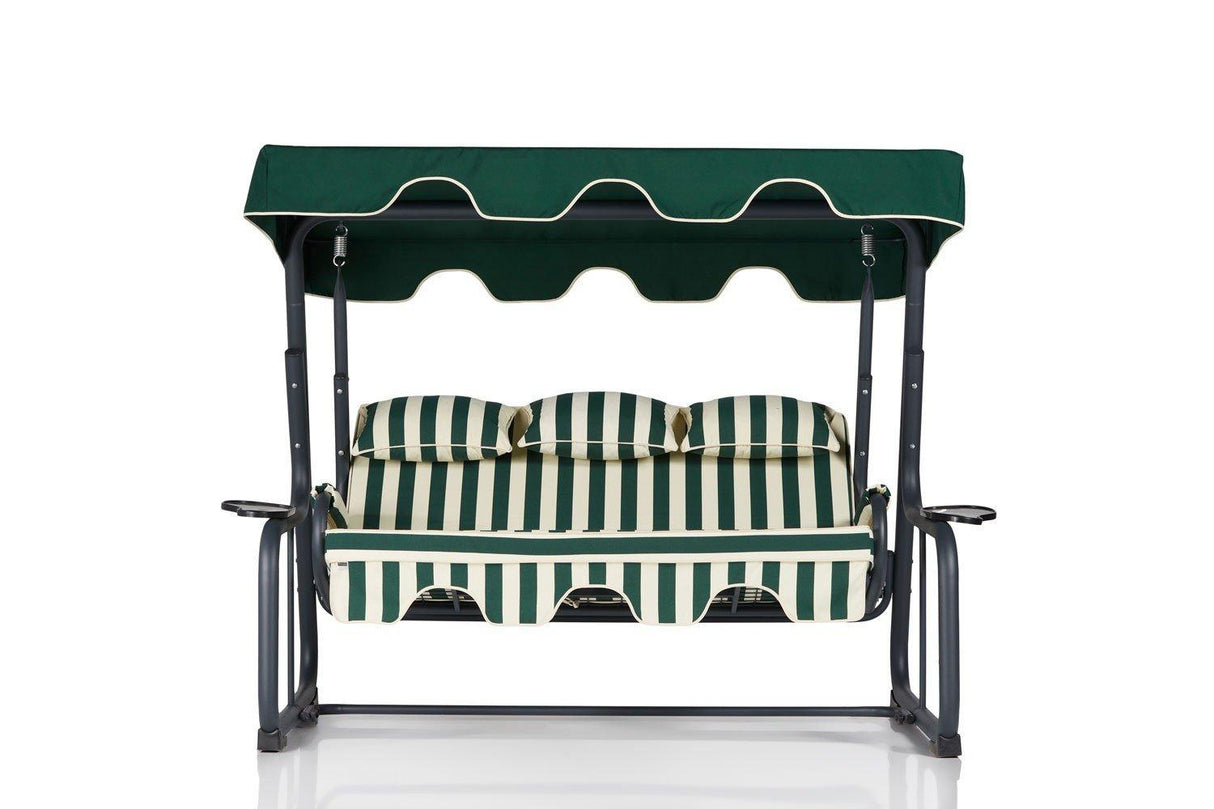 Balansoar de gradina cu 3 locuri Timsah, Verde, 200 x 165 x 110 cm