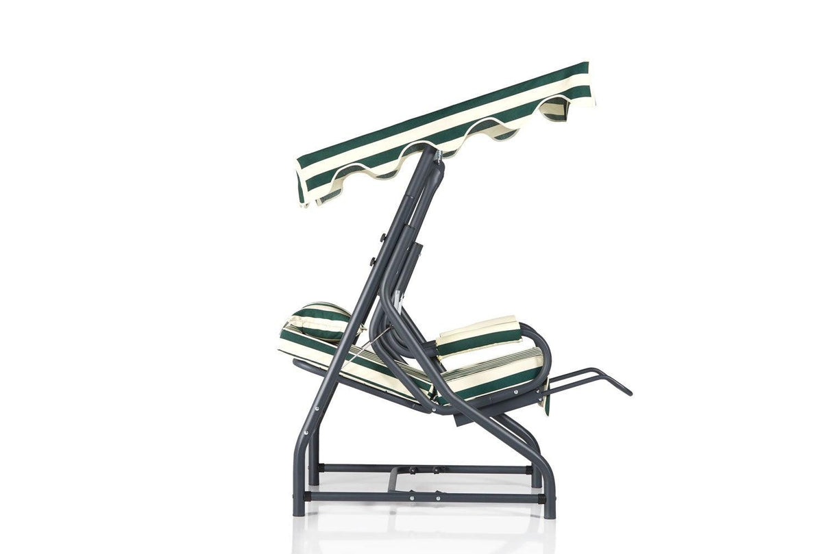 Balansoar de gradina cu un singur loc Extensibila Sirin, Verde, 100 x 165 x 110 cm