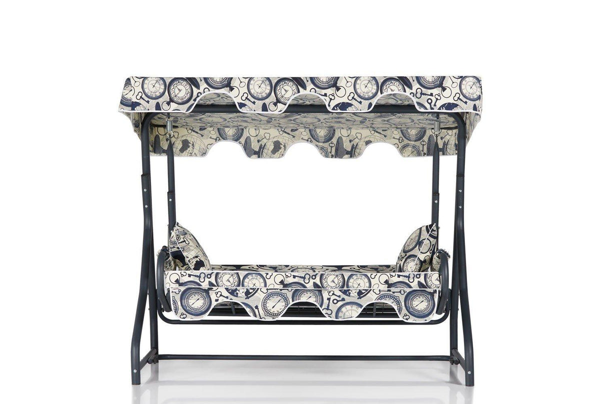 Balansoar de gradina extensibila 3 locuri Sibiu, Albastru, 200 x 165 x 110 cm