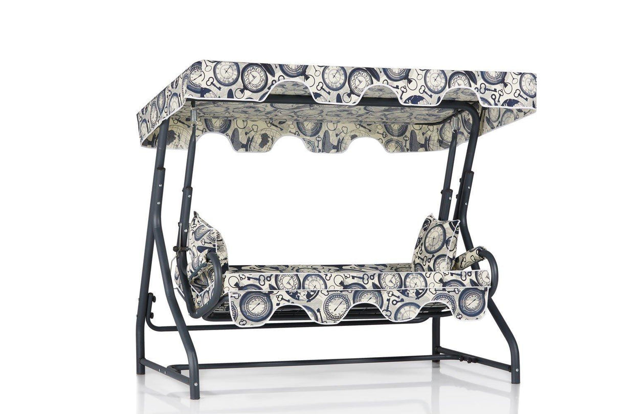 Balansoar de gradina extensibila 3 locuri Sibiu, Albastru, 200 x 165 x 110 cm