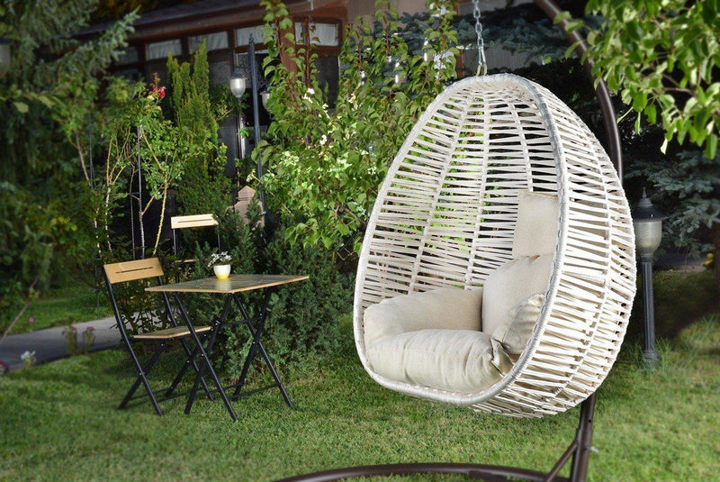 Balansoar de gradina Lokum, Crem, 110 x 110 x 196 cm