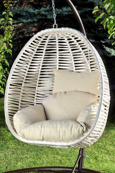 Balansoar de gradina Lokum, Crem, 110 x 110 x 196 cm