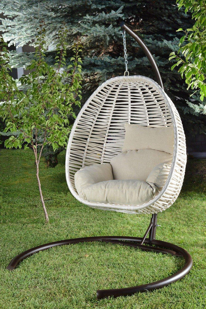 Balansoar de gradina Lokum, Crem, 110 x 110 x 196 cm
