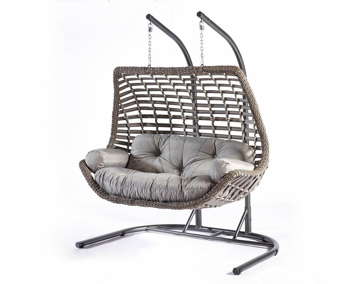 Balansoar de gradina Lux Rattan cu 2 locuri Arkadas, Gri, 173 x 214 x 120 cm