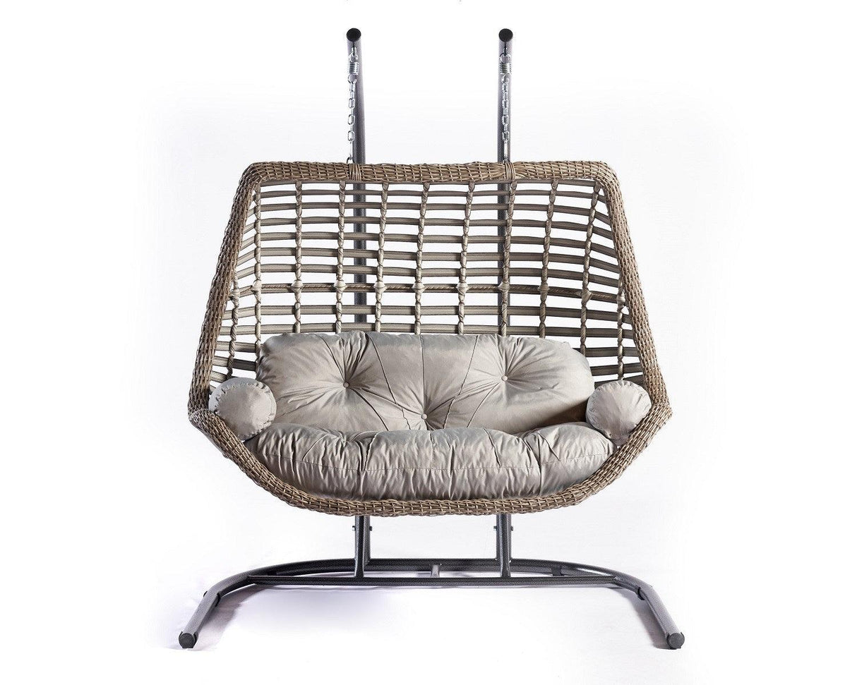 Balansoar de gradina Lux Rattan cu 2 locuri Arkadas, Gri, 173 x 214 x 120 cm