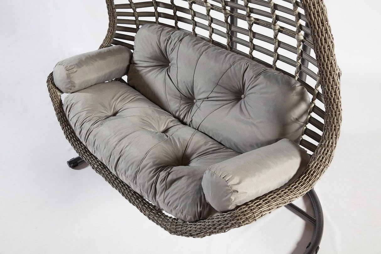 Balansoar de gradina Lux Rattan cu 2 locuri Arkadas, Gri, 173 x 214 x 120 cm