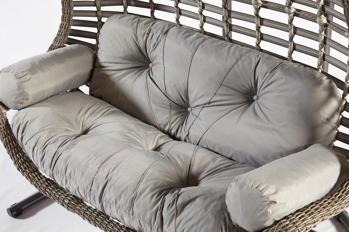 Balansoar de gradina Lux Rattan cu 2 locuri Arkadas, Gri, 173 x 214 x 120 cm