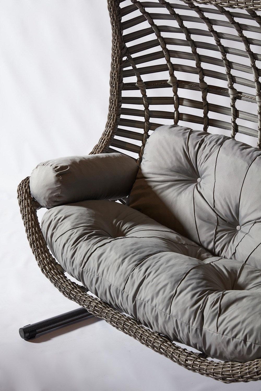 Balansoar de gradina Lux Rattan cu 2 locuri Arkadas, Gri, 173 x 214 x 120 cm