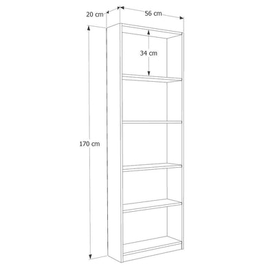 Biblioteca Adore Libra, 5 rafturi, 56 x 170 x 20 cm - Alb