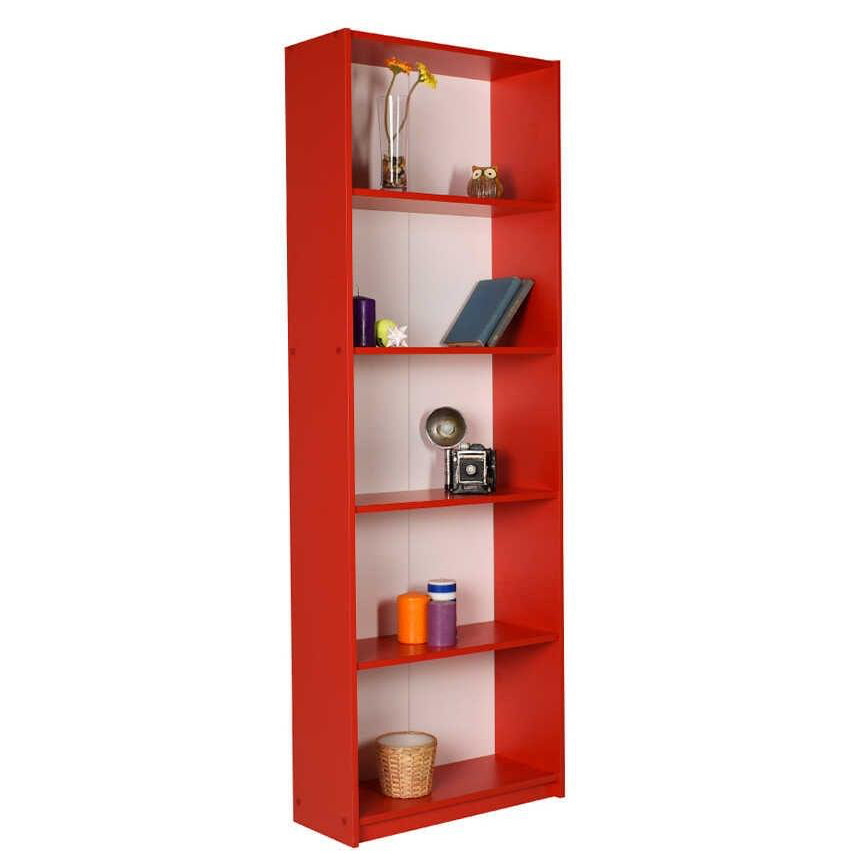 Biblioteca Adore Modern, 5 rafturi, 64x182x26 cm - Rosu