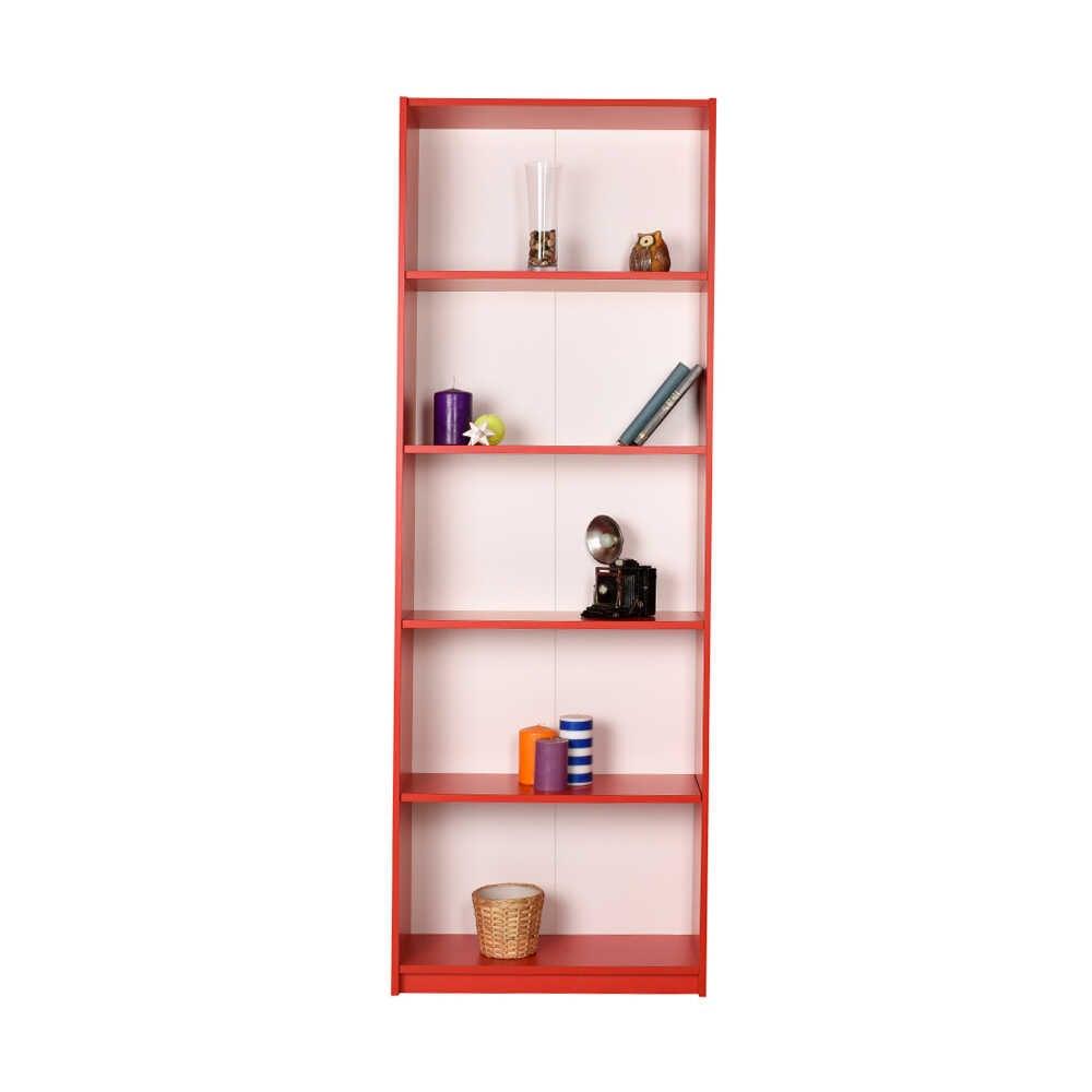 Biblioteca Adore Modern, 5 rafturi, 64x182x26 cm - Rosu