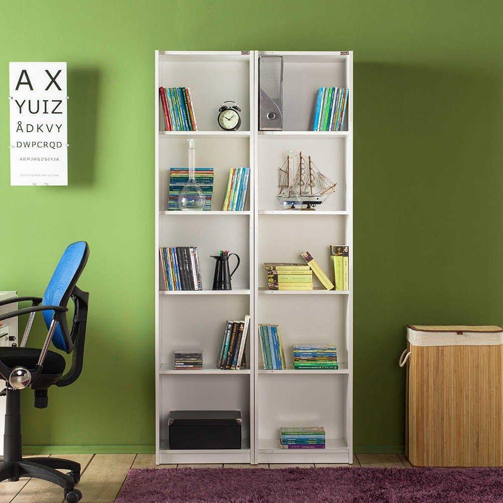 Biblioteca Adore Vargas, 5 Rafturi, Alb, 43x182x26 cm