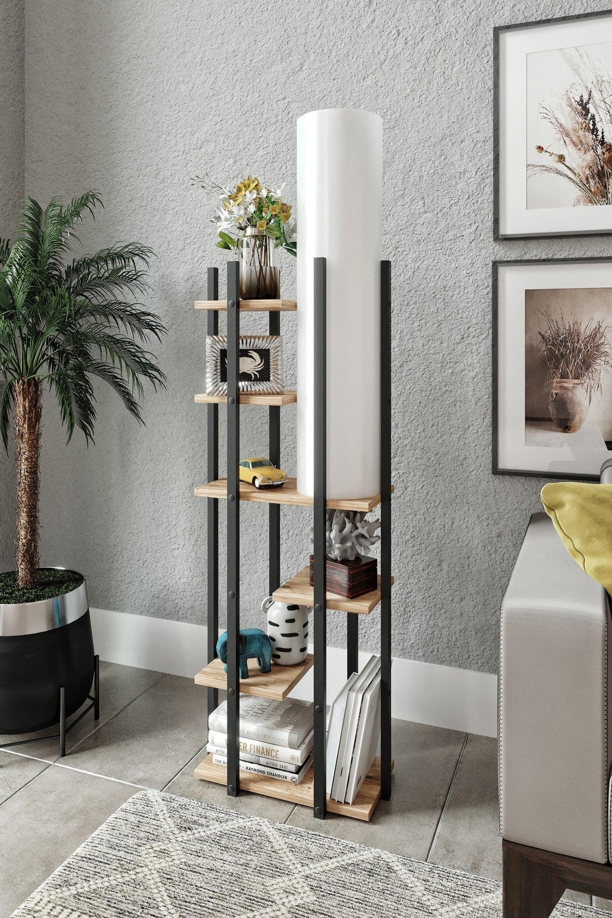 Biblioteca Cu Lampa Lemn Wallar, 45 X 25 X 84 Cm