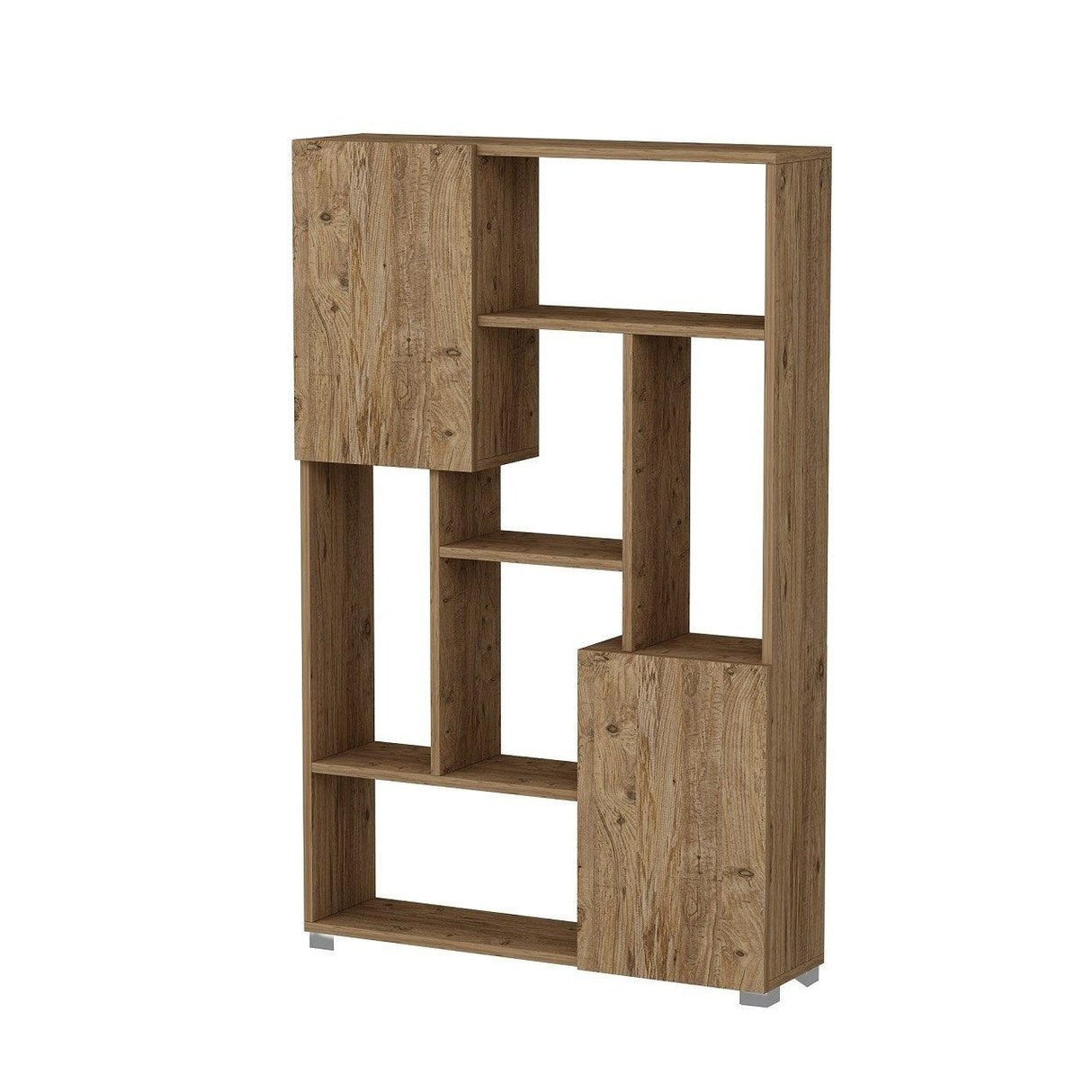 Biblioteca De Wills 2 Usi cu 6 Rafturi, Gri - Stejar, 90x141x24 cm - Stejar