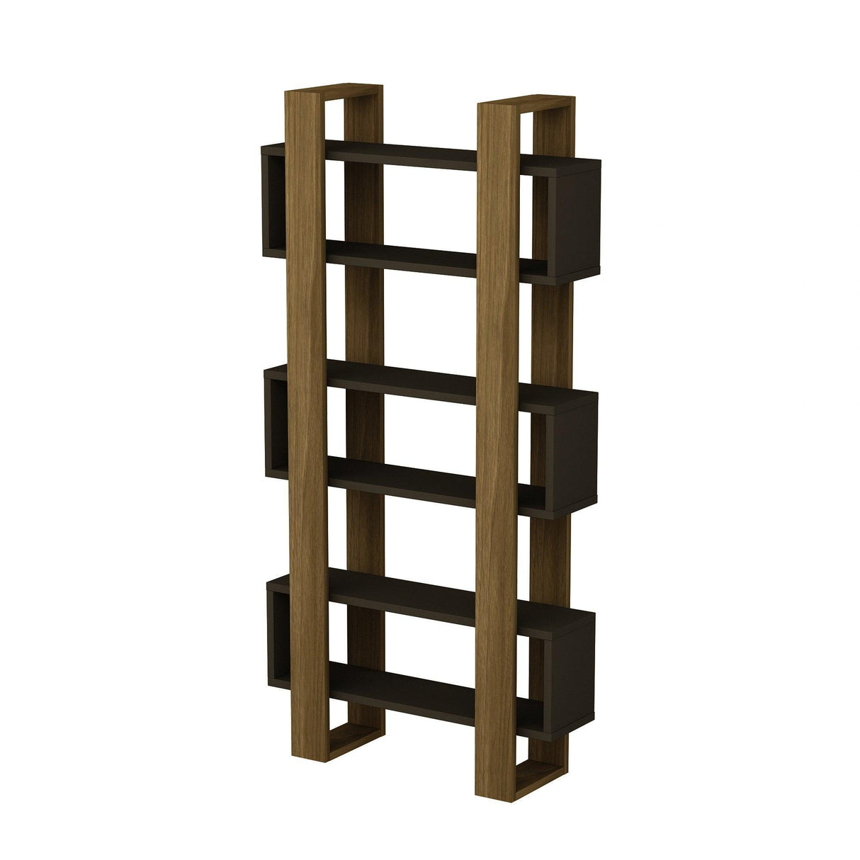 Biblioteca Elegant Carmen, 6 rafturi, Anthracite - Nuc, 80 x 160 x 26 cm