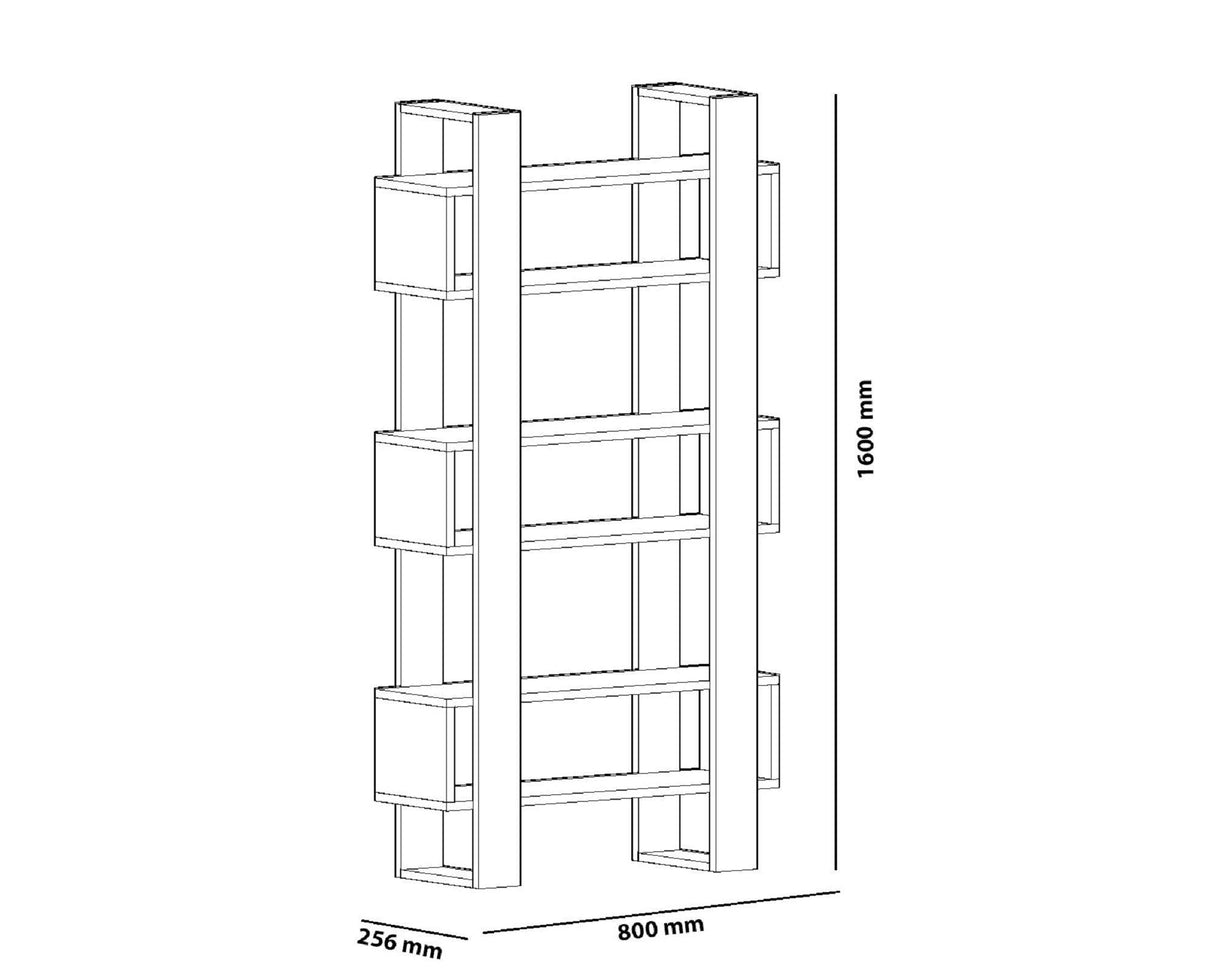 Biblioteca Elegant Carmen, 6 rafturi, Anthracite - Nuc, 80 x 160 x 26 cm