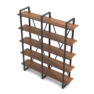 Biblioteca Glade Cadru Metal cu 5 Rafturi, Nuc, 155 x 180 x 34 cm