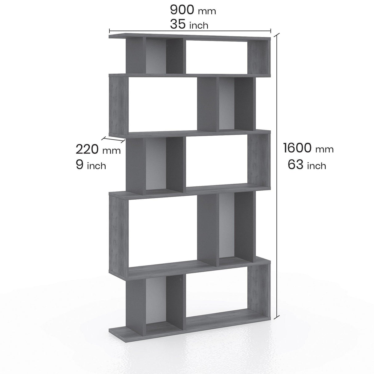 Biblioteca Piramide Wide, Alb, 90x160x22 cm