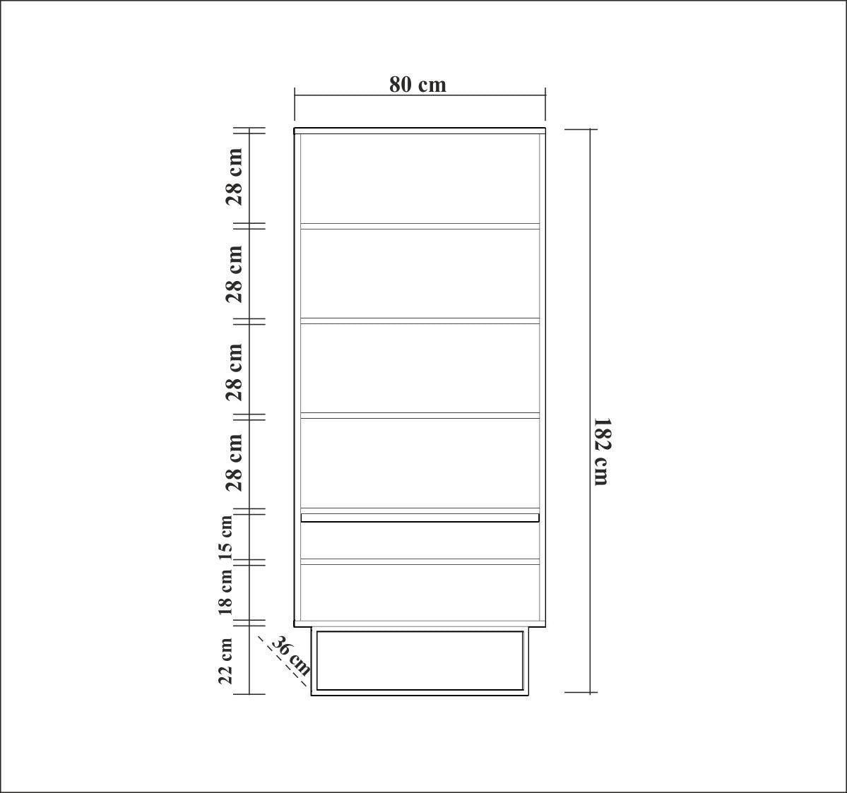 Biblioteca Rea, Nuc, 80x182x36 cm