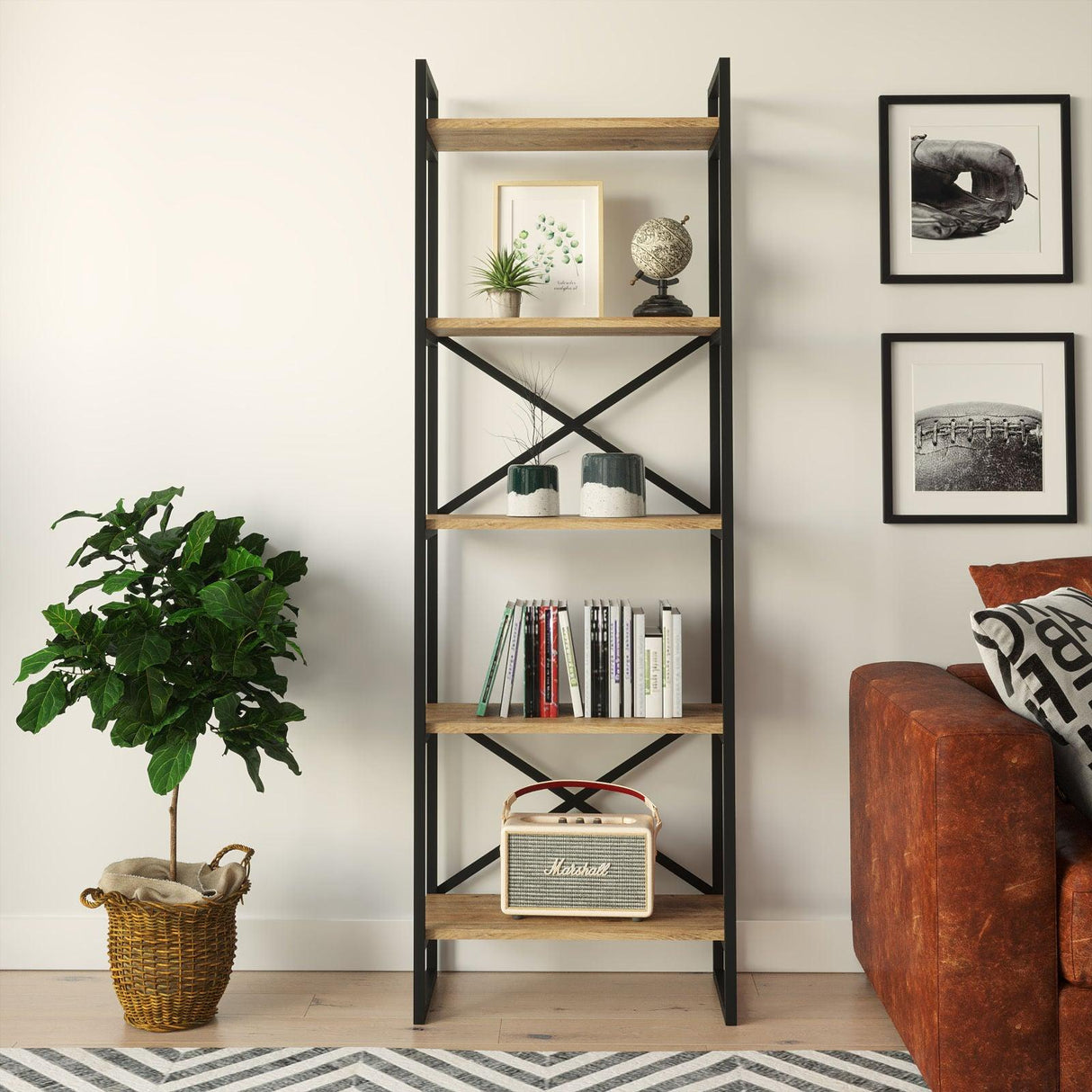 Biblioteca Sineo, Stejar, 58 x 30 x 175 cm