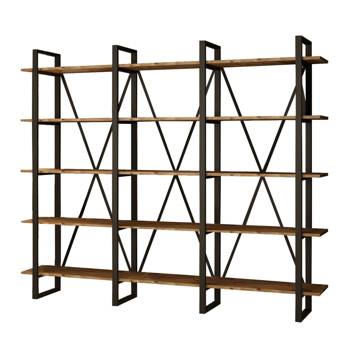 Biblioteca Sous cadru Metal, Crem, 220x180x34 cm