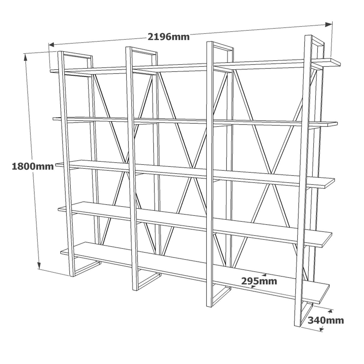 Biblioteca Sous cadru Metal, Crem, 220x180x34 cm