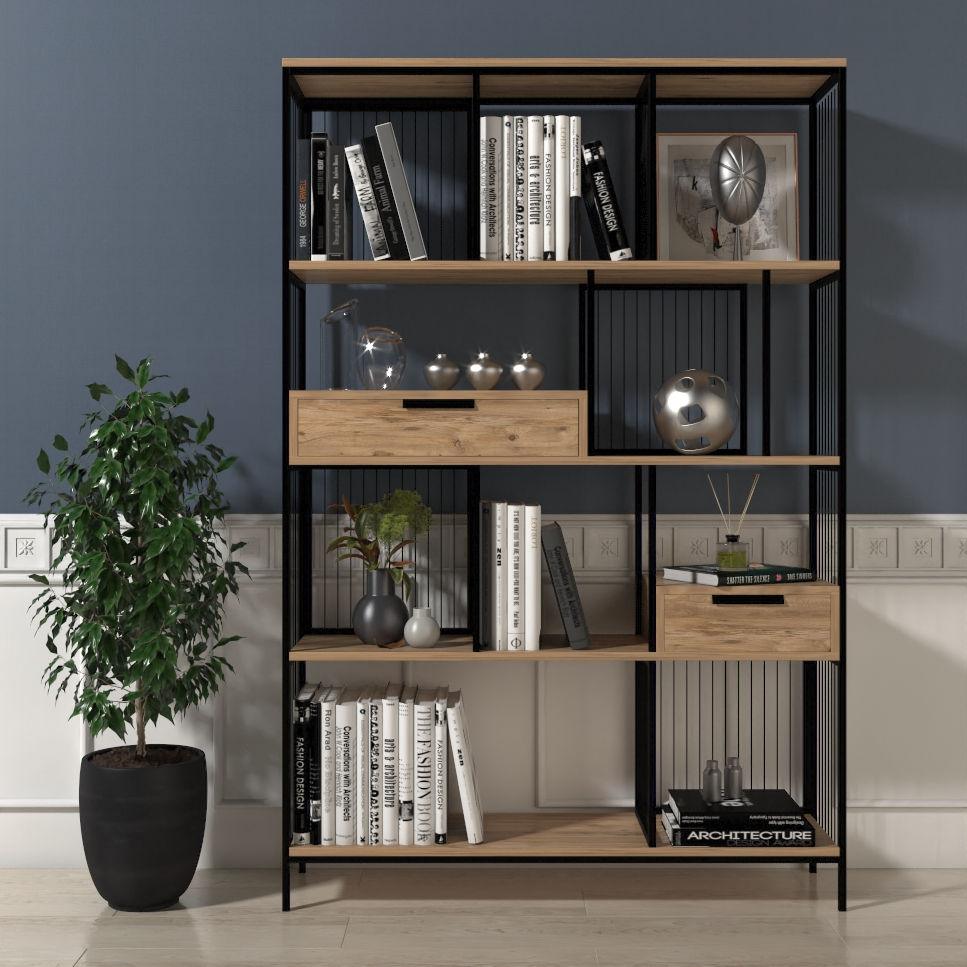 Biblioteca Sultan, 4 Rafturi Larg, Maro, 120 x 180 x 30 cm