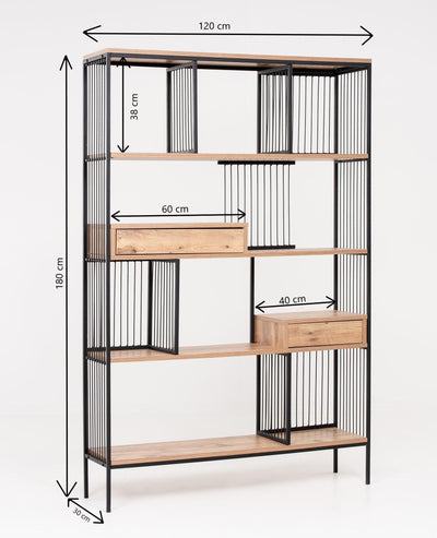 Biblioteca Sultan, 4 Rafturi Larg, Maro, 120 x 180 x 30 cm
