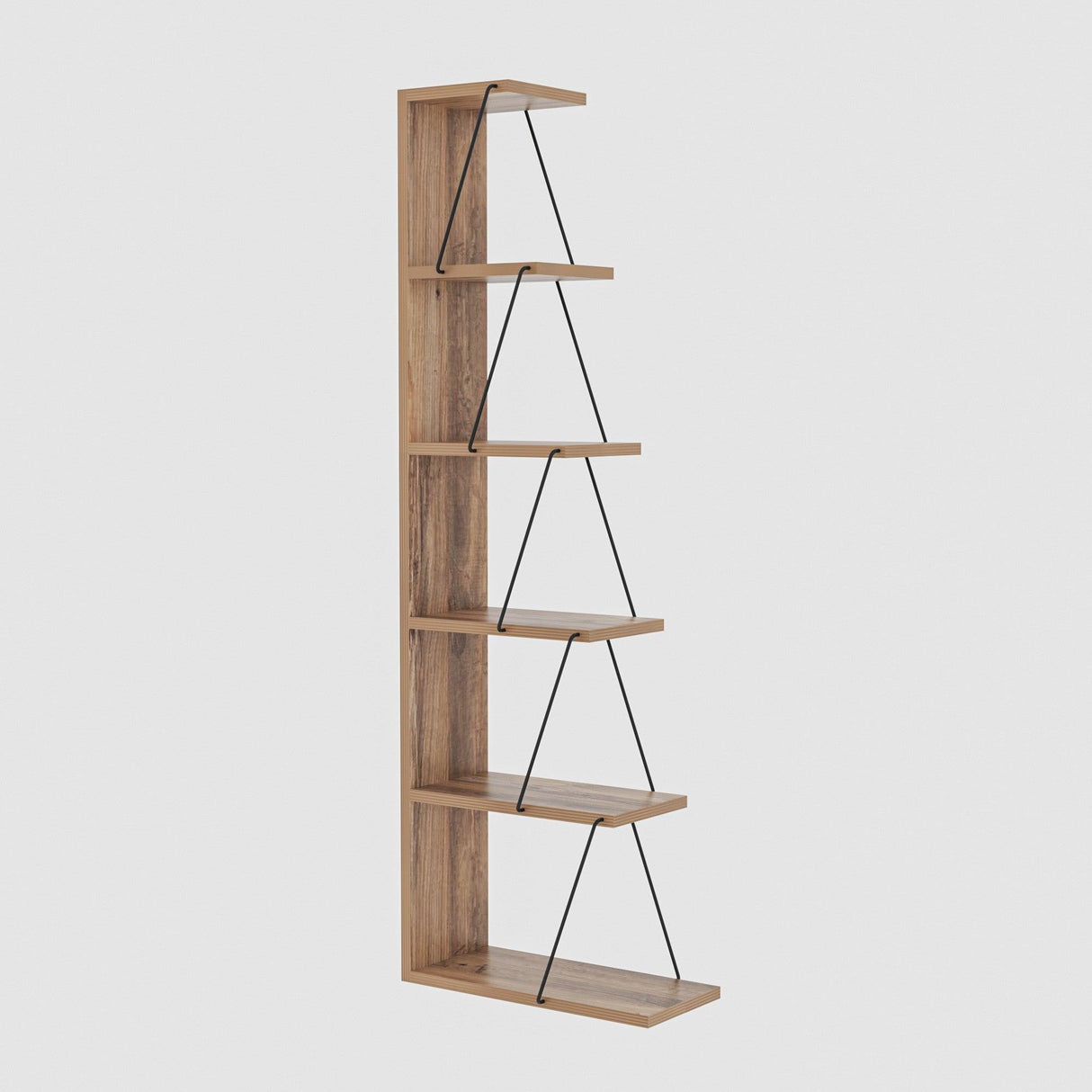 Biblioteca Tlos cu 6 rafturi, diverse culori, 50x150x22 cm - Stejar