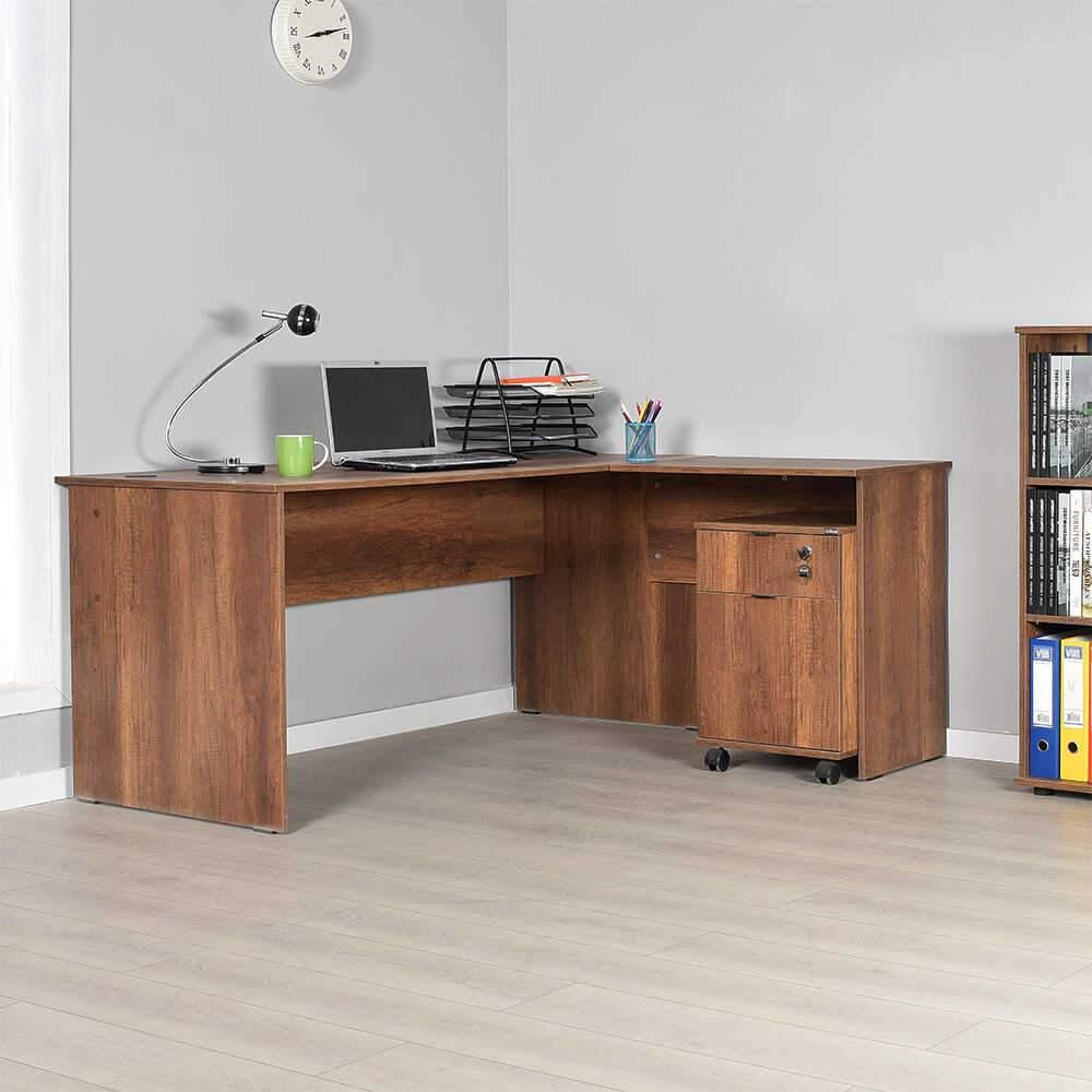 Birou Adore L Rio Office, Interschimbabil, Masa de colt, 160x75x144 cm - Maro