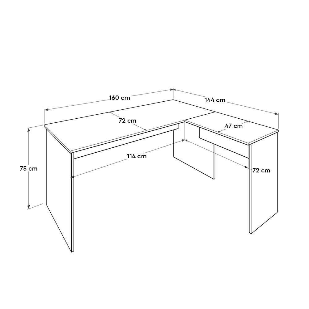 Birou Adore L Rio Office, Interschimbabil, Masa de colt, 160x75x144 cm - Maro