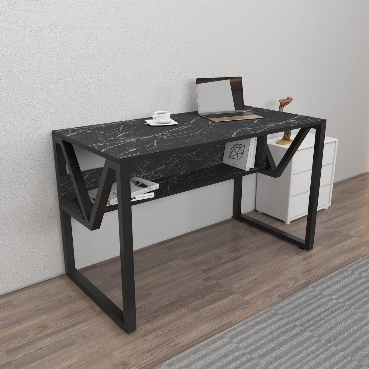 Birou Anol Elegant cu loc de depozitare, 120x73x60 cm - Negru