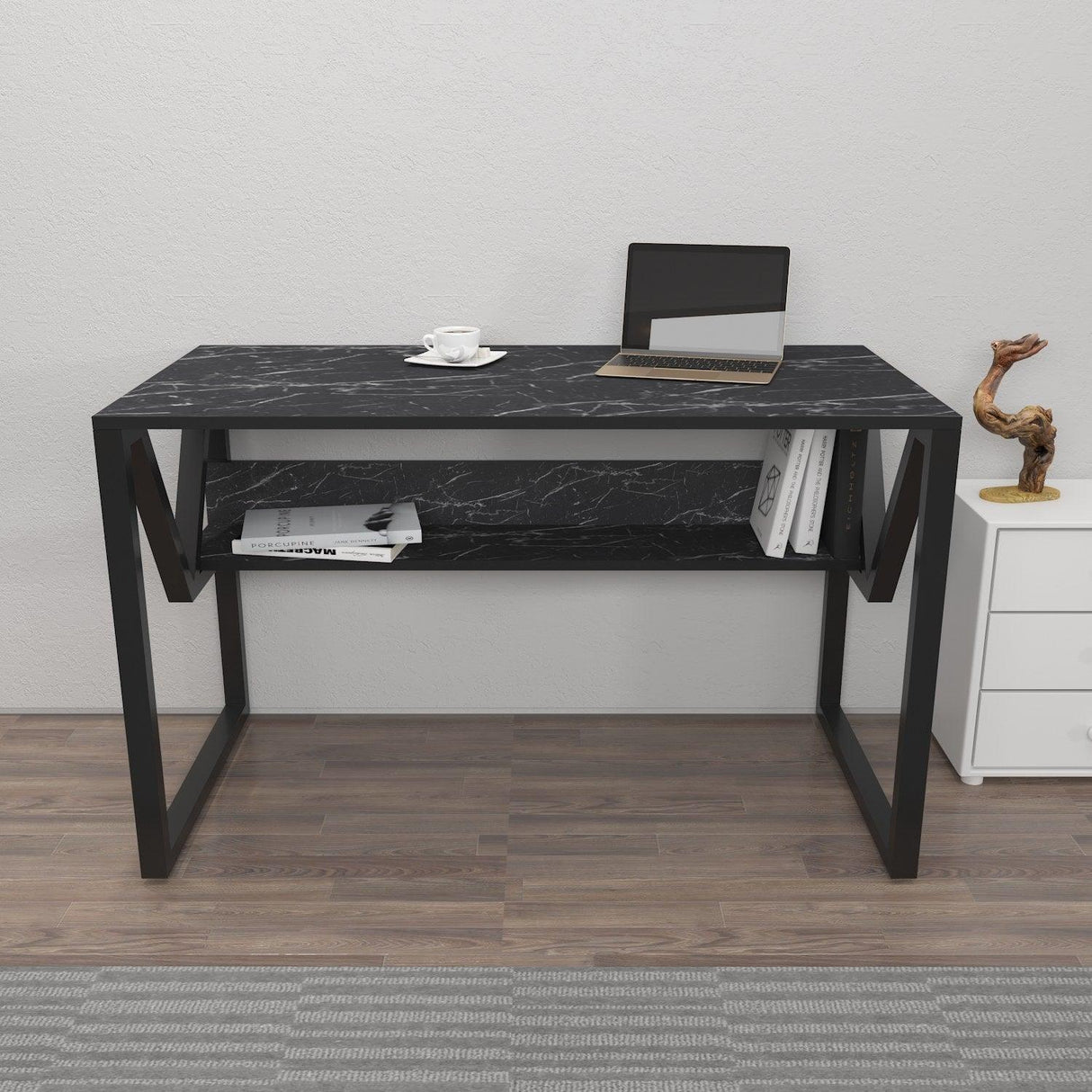 Birou Anol Elegant cu loc de depozitare, 120x73x60 cm - Negru
