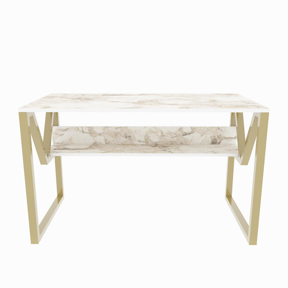 Birou Anol Elegant cu loc de depozitare, 120x73x60 cm - Auriu alb