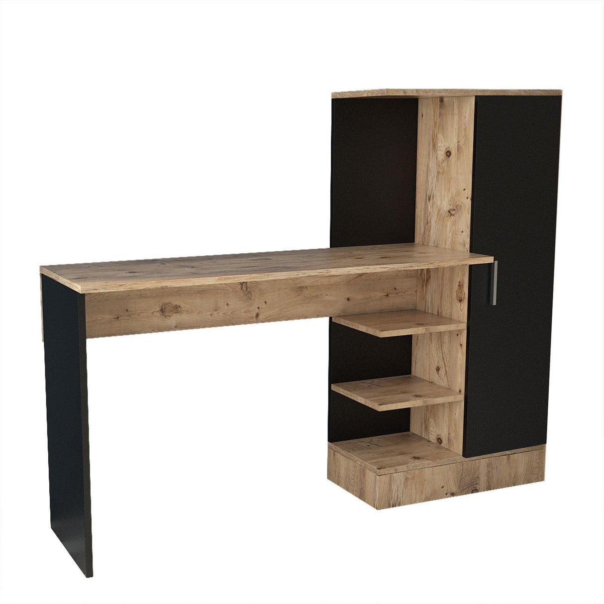 Birou CT2 Atlantic Pine-Negru, Stejar, 152 x 120 x 40 cm