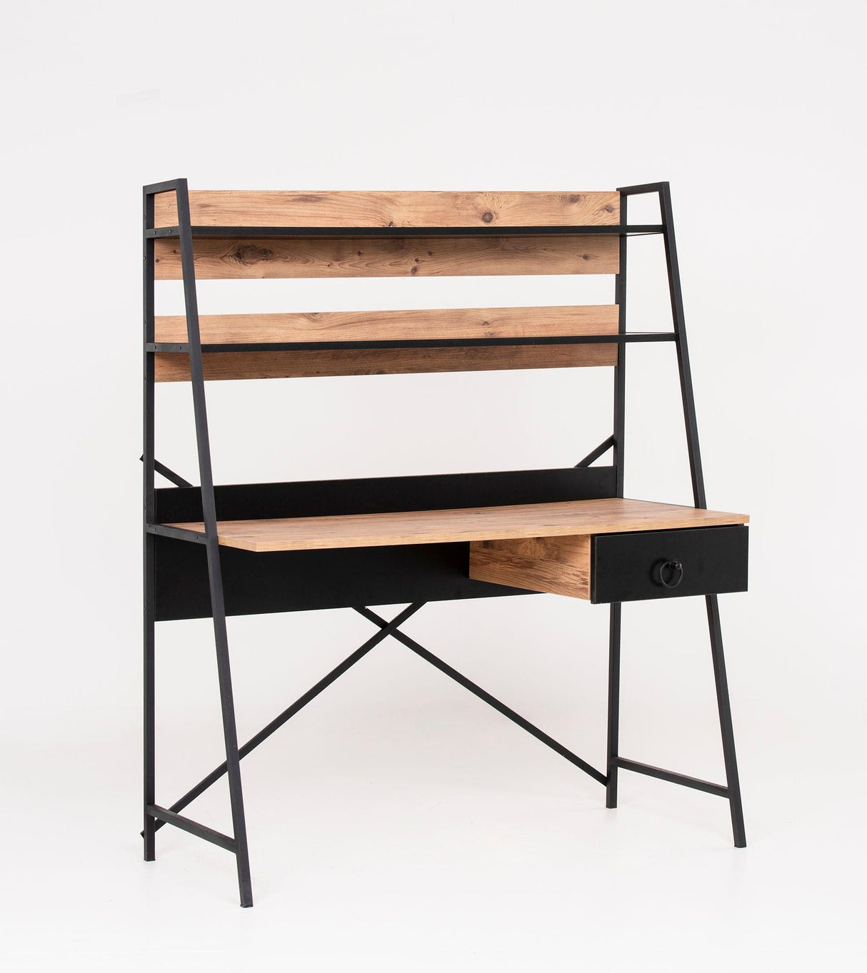 Birou cu Biblioteca si cu sertar, Nova, Maro, 125 x 150 x 55 cm