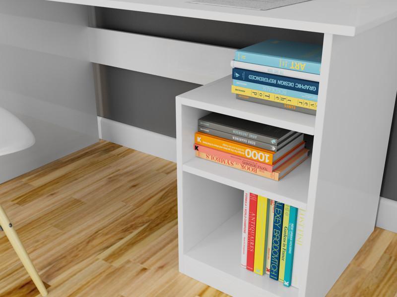 Birou Demir cu rafturi , Alb, 120 x 74 x 50 cm