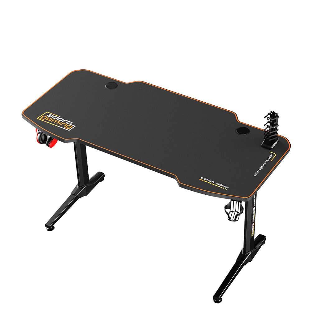 Birou Gaming Adore Carbon Series X9, suprafata carbon, mousepad, USB gamepad holder, suport pentru casti si pahar, cutie cabluri, 140x66x75 cm