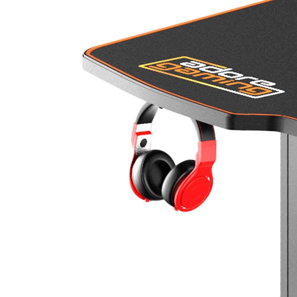 Birou Gaming Adore Carbon Series X9, suprafata carbon, mousepad, USB gamepad holder, suport pentru casti si pahar, cutie cabluri, 140x66x75 cm