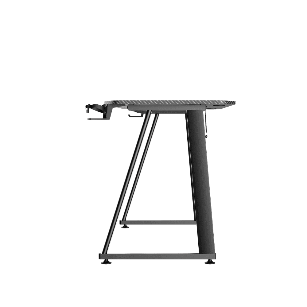 Birou Gaming Adore EXPERT SERIES, 140 x 60 x 75 cm, suprafata Negru carbon, mousepad 80 x 30 cm, suport pentru casti si pahar, reglaj suprafata podea