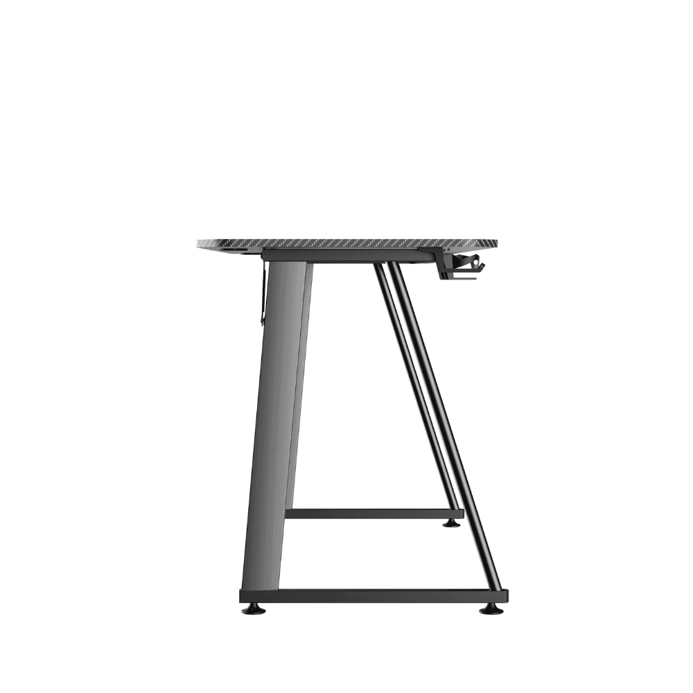 Birou Gaming Adore EXPERT SERIES, 140 x 60 x 75 cm, suprafata Negru carbon, mousepad 80 x 30 cm, suport pentru casti si pahar, reglaj suprafata podea