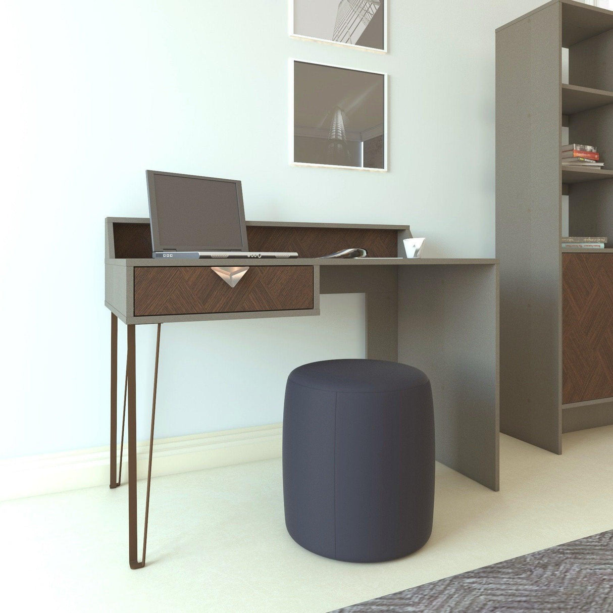 Birou Linea, Gri Inchis/Maro, 120 x 76 x 61 cm