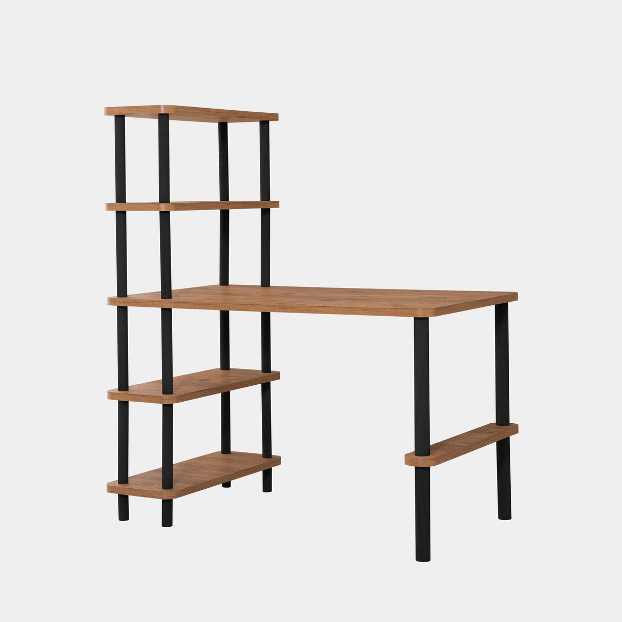 Birou Nano cu Biblioteca cu Rafturi, Stejar, 120 x 75 x 70 cm