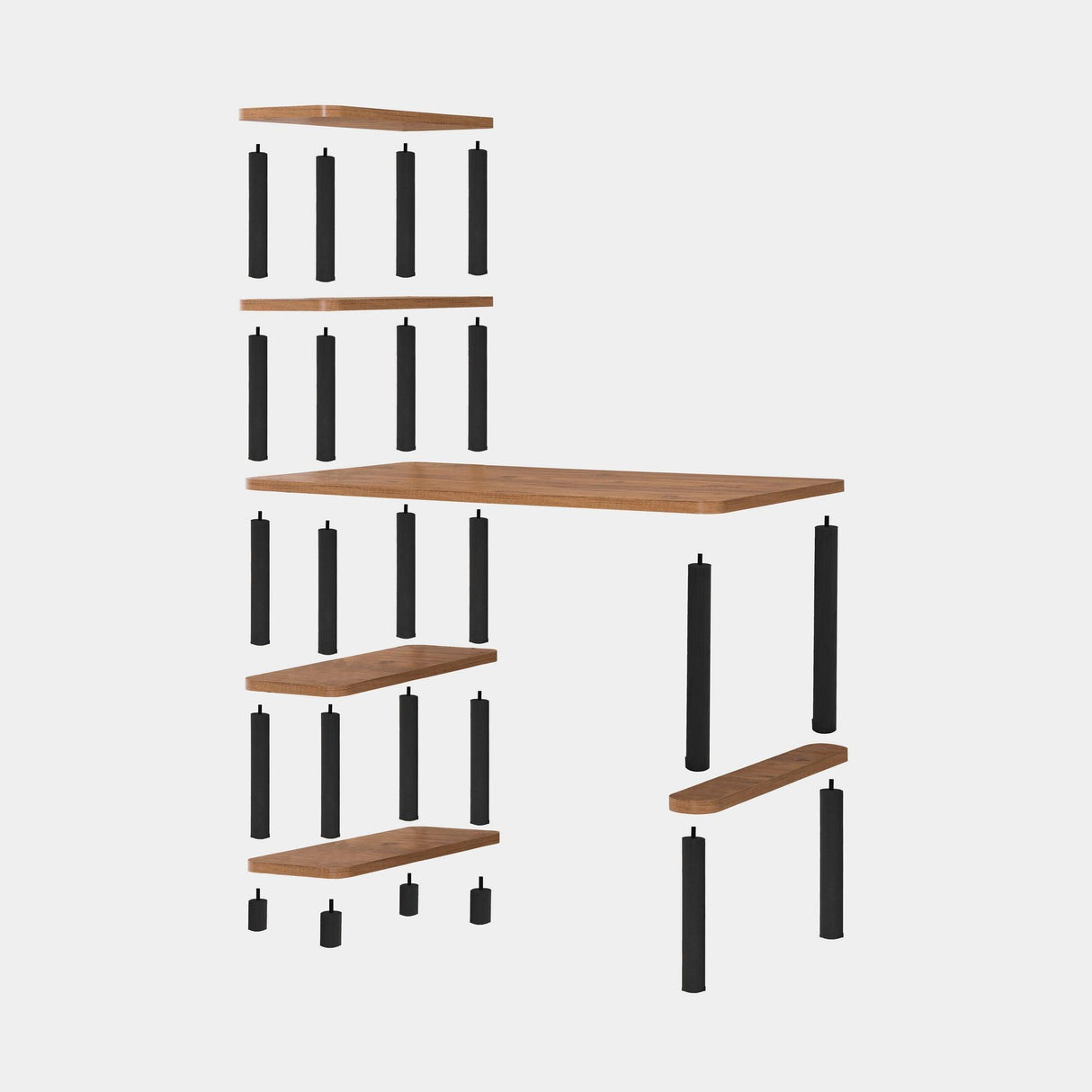 Birou Nano cu Biblioteca cu Rafturi, Stejar, 120 x 75 x 70 cm