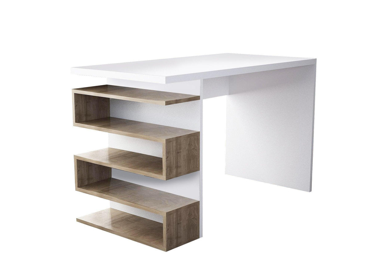 Birou Robin, Alb - Nuc, 120x60x75 cm